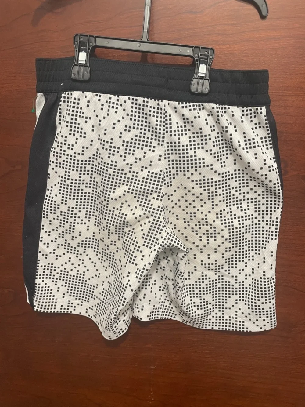 Nike Men’s Black & White Pixel-Print Athletic Shorts